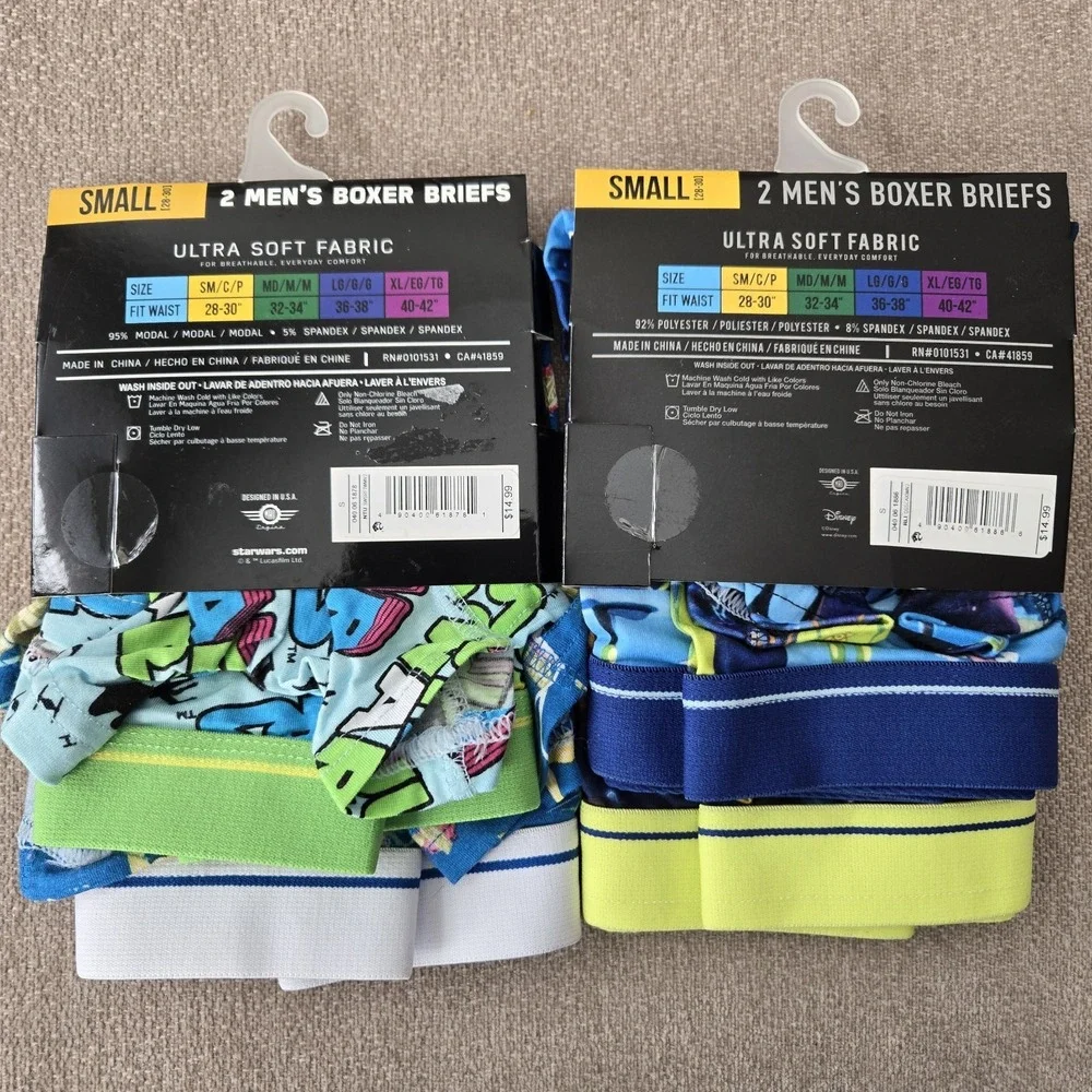 4 Pair Mens Small Disney Star Wars / Goof Troop‎ Powerline Soft Boxer Briefs